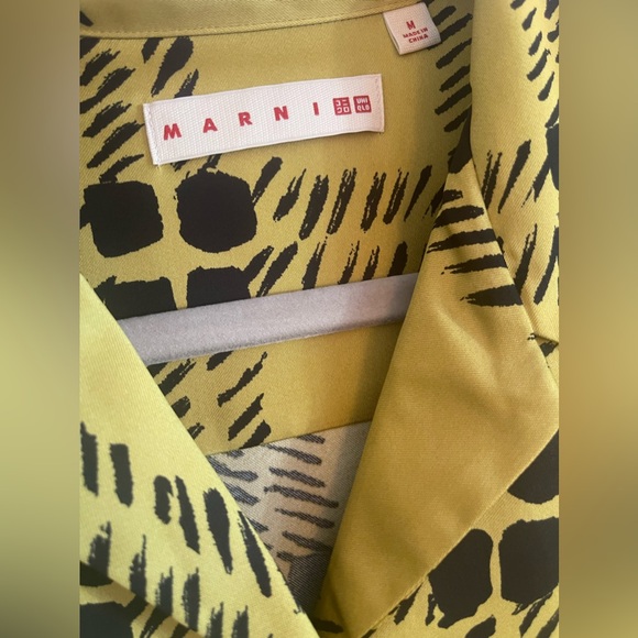 Marni x Uniqlo Yellow GoldenRod Plaid Relaxed Fit Short Sleeve Shirt - Picture 3 of 3